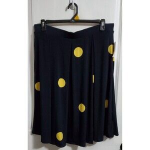 LuLaRoe Simply Comfortable Skirt, size 3xl Navy Blue & Yellow Polka Dot